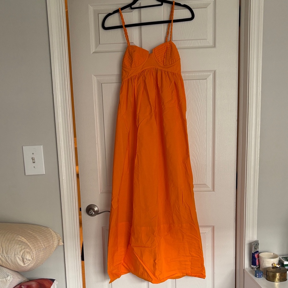 Farm Rio Orange Maxi Sundress with Spaghetti Straps